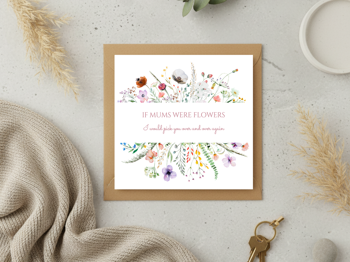 If Mums Were Flowers Card - Floral Mother’s Day Card - Wildflower Mum Birthday Card - Sentimental Mom Greeting Card from Daughter Son
