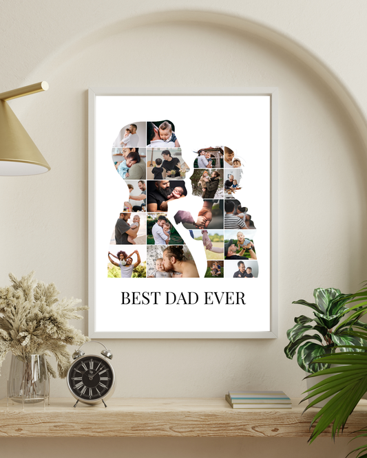 Personalised Photo Collage Print for Dad – Custom Text & Image Wall Art Gift (Father & Child Design)