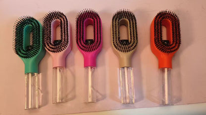Hairbrush with Mist Spray Bottle – Tangle-Free Nylon Bristles Finishing Comb, ABS Handle with Water Reservoir