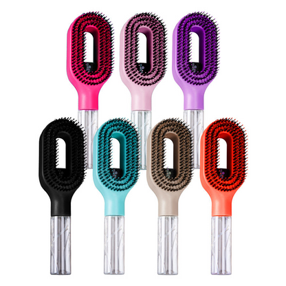 Hairbrush with Mist Spray Bottle – Tangle-Free Nylon Bristles Finishing Comb, ABS Handle with Water Reservoir