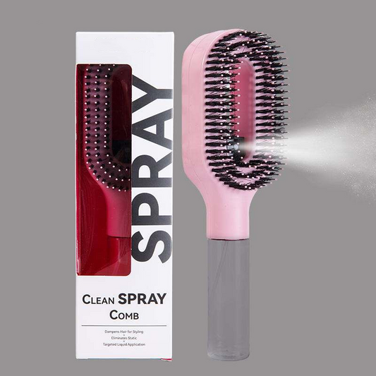 Hairbrush with Mist Spray Bottle – Tangle-Free Nylon Bristles Finishing Comb, ABS Handle with Water Reservoir