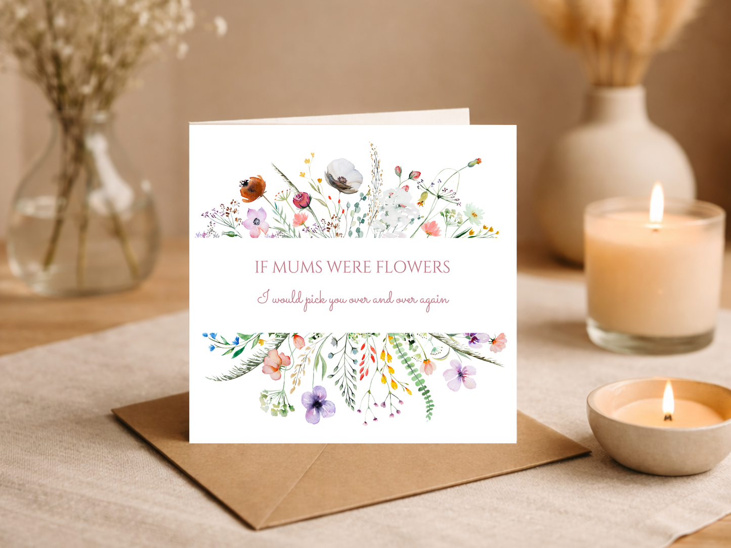 If Mums Were Flowers Card - Floral Mother’s Day Card - Wildflower Mum Birthday Card - Sentimental Mom Greeting Card from Daughter Son