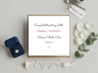 Personalised Wedding Congratulations Card Custom Names and Date - Elegant Forever Starts Now Card for Bride and Groom Keepsake