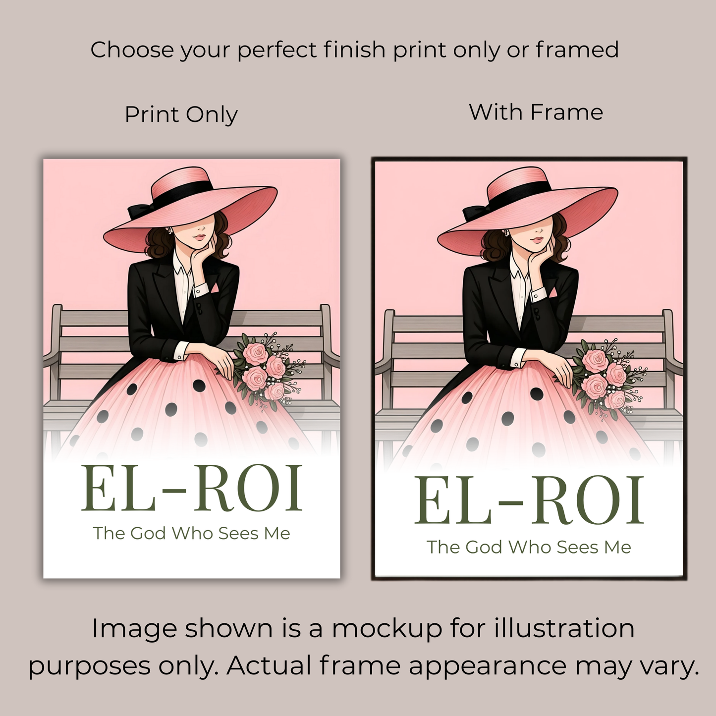 El Roi Wall Art Print – “The God Who Sees Me” Typography Poster – Scripture Quote – A2, A3, A4 – Framed or Unframed