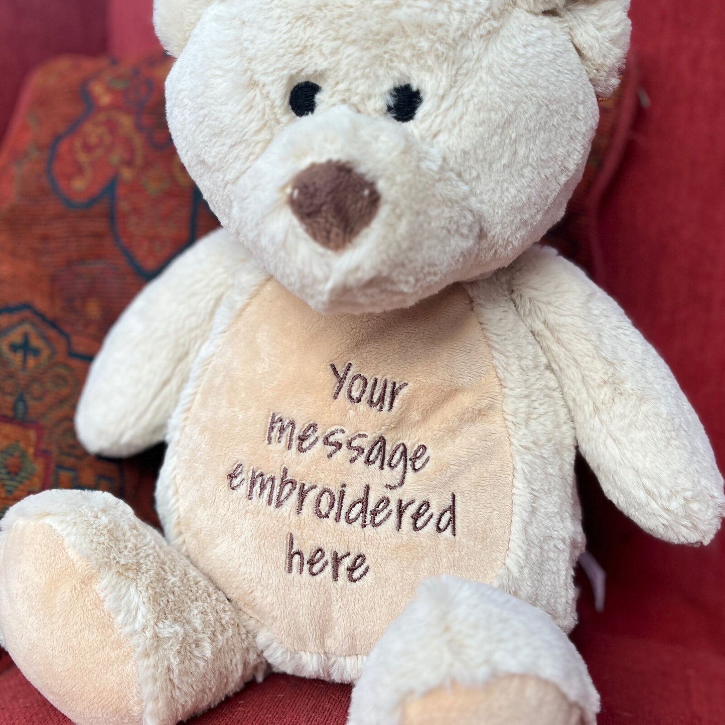Personalised Embroidered Teddy Bear with Custom Message, Plush Keepsake Gift for Baby Shower, Newborn, Birthday or Romantic Surprise